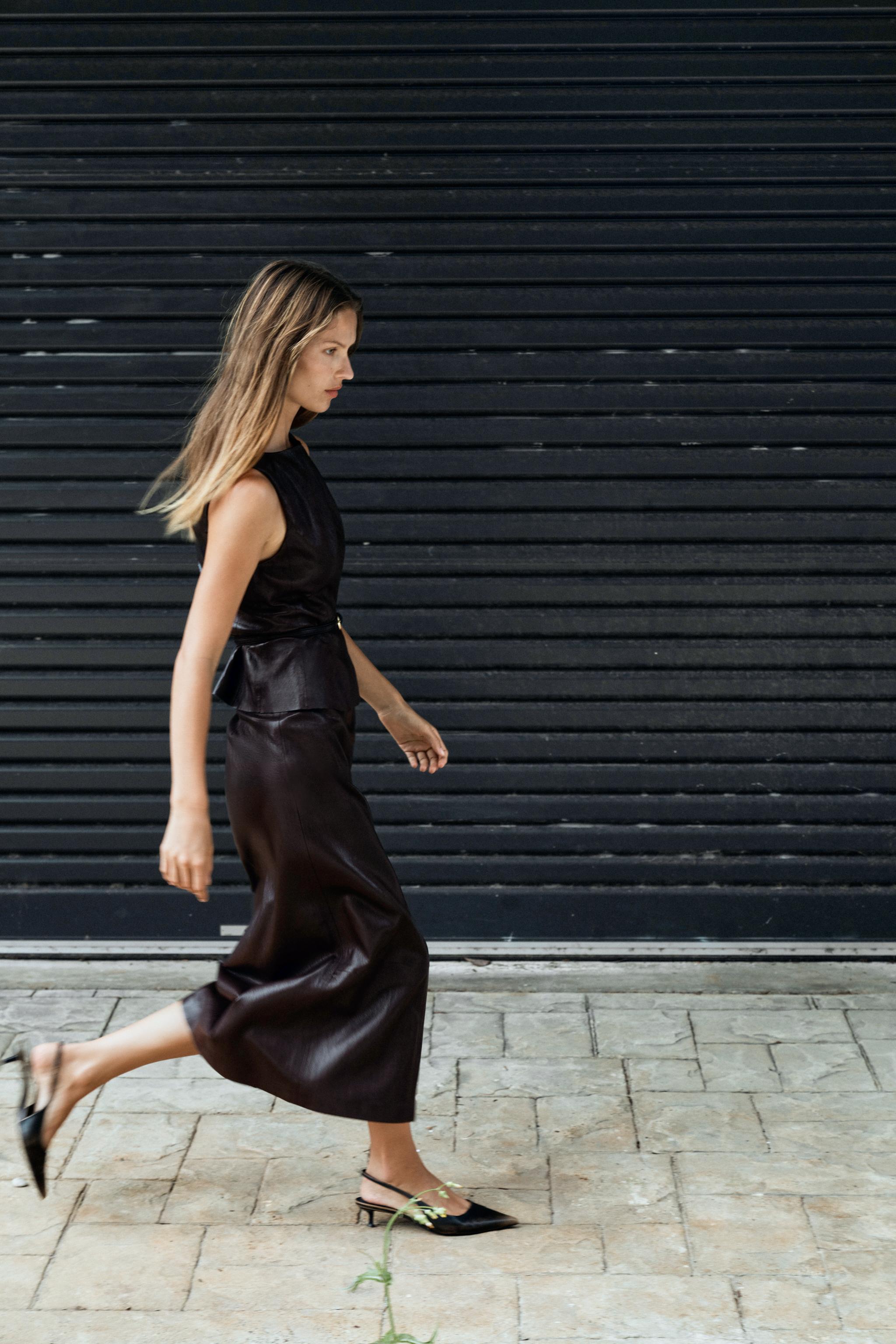 FAUX LEATHER BELTED TOP